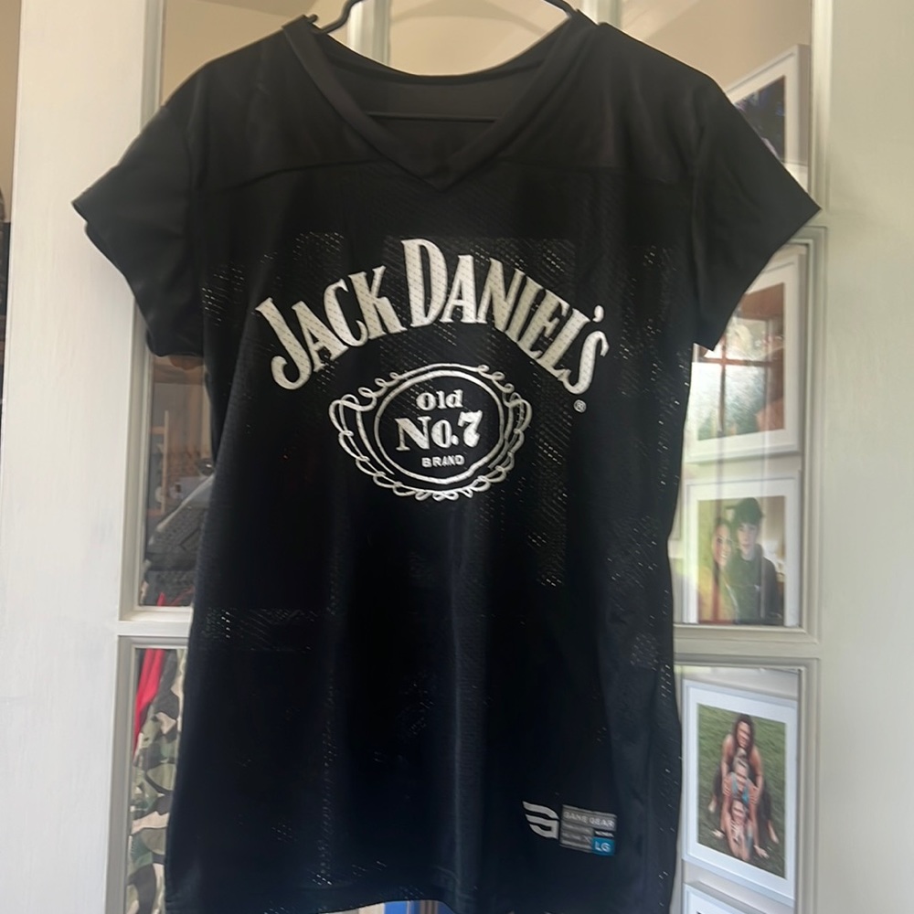 Jack Daniels Black Women's Jersey Top with White Logo